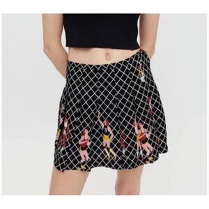 Cecile Pleated Basketball Sports Boho Peasant Street Modern A-Line Mini Skirt